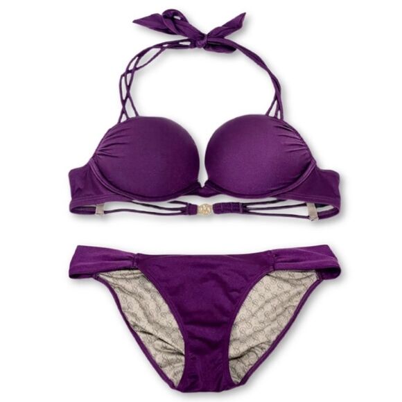Victoria’s Secret Miraculous Push Up Bombshell Bikini Swim Set In Plum Purple S - Picture 2 of 14